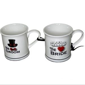 Bride and Groom Coffee Mugs Cups Set Of 2 NEW Wedding Bridal Shower Gift